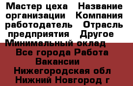 Мастер цеха › Название организации ­ Компания-работодатель › Отрасль предприятия ­ Другое › Минимальный оклад ­ 1 - Все города Работа » Вакансии   . Нижегородская обл.,Нижний Новгород г.